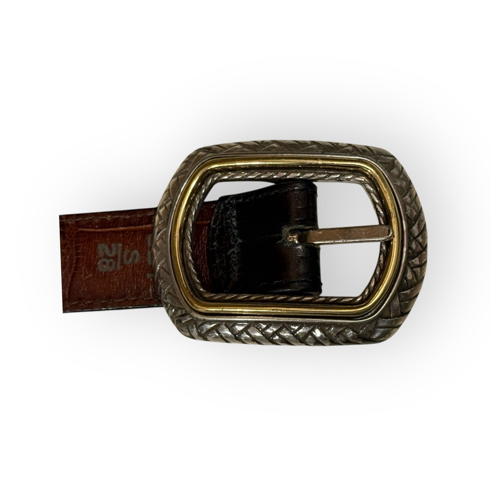 Vintage Brighton Women's Reversible Leather Belt Brown/Black-Gold/Silver Sz S/28 - Picture 6 of 9
